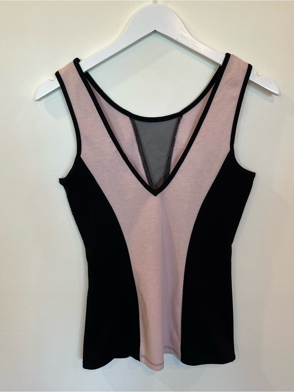 Vintage Wet Seal Colorblock Tank Top Size Small Double V Neck Y2K Mesh - Picture 4 of 5
